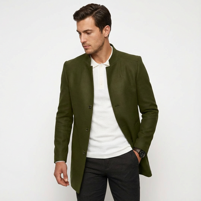 Męski Klasyczny Płaszcz z Ciepłą Podszewką