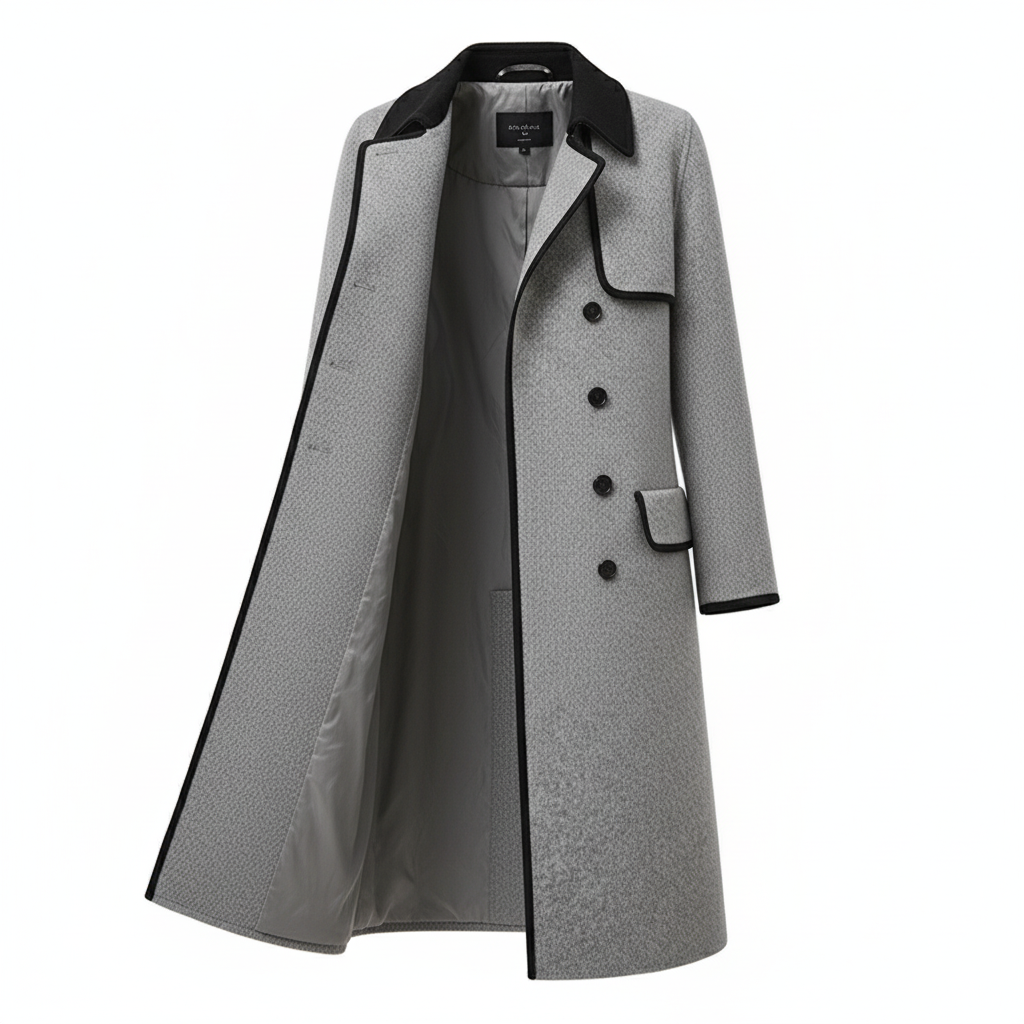 Stylowy Zimowy Płaszcz Trencz - Długie Rękawy