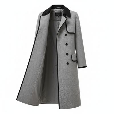 Stylowy Zimowy Płaszcz Trencz - Długie Rękawy