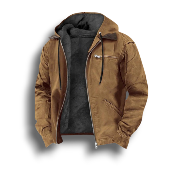 Modna Kurtka Zimowa z Kapturem - Długi Rękaw