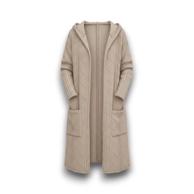 Stylowy Zimowy Płaszcz z Kapturem - Modny Wzór Diamentowy