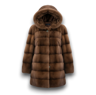 Średniej Długości Zimowy Płaszcz z Kapturem – Luźny Krój