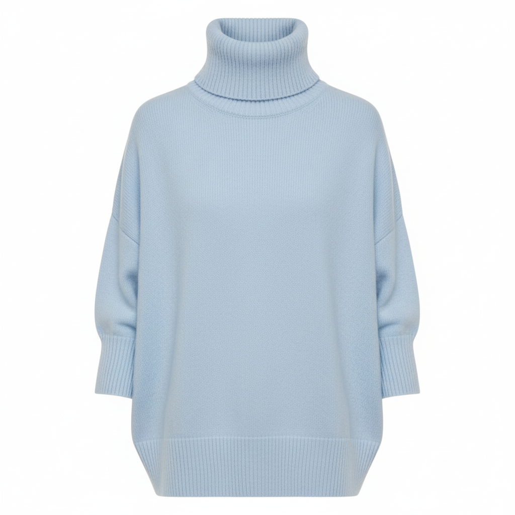 Klasyczny Prążkowany Sweter Golf - Gładki Kolor