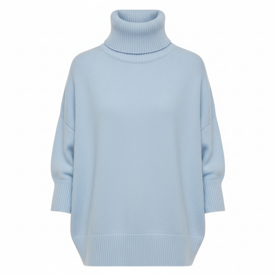 Klasyczny Prążkowany Sweter Golf - Gładki Kolor