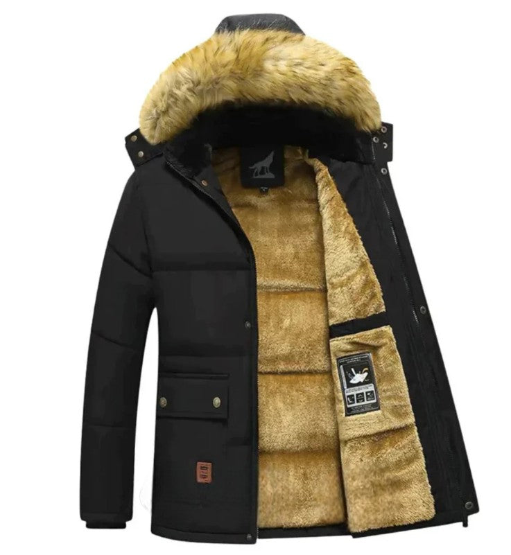 Płaszcz Zimowy z Kapturem – Wiatroszczelny, Na Zamek