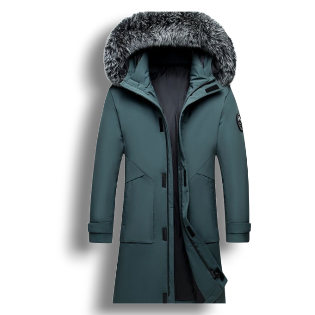 Gruby Zimowy Płaszcz z Kapturem – Okrycie Wierzchnie