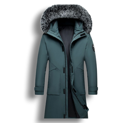 Gruby Zimowy Płaszcz z Kapturem – Okrycie Wierzchnie