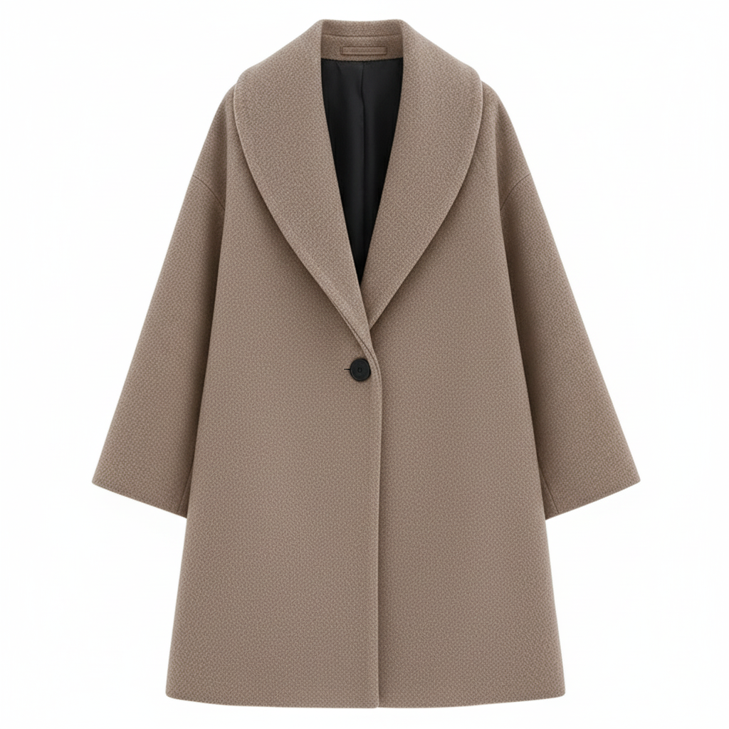 Klasyczny Dwurzędowy Płaszcz Trencz - Gładki Kolor