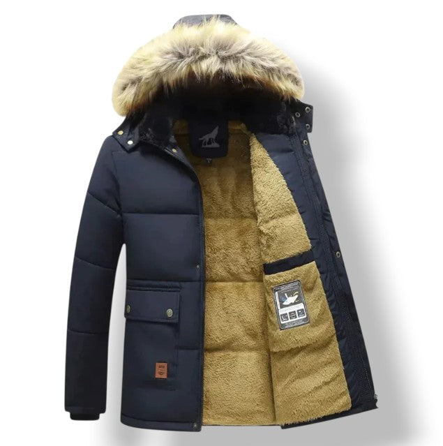 Płaszcz Zimowy z Kapturem – Wiatroszczelny, Na Zamek