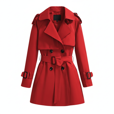 Krótki Płaszcz Trencz z Paskiem – Uniwersalny Styl