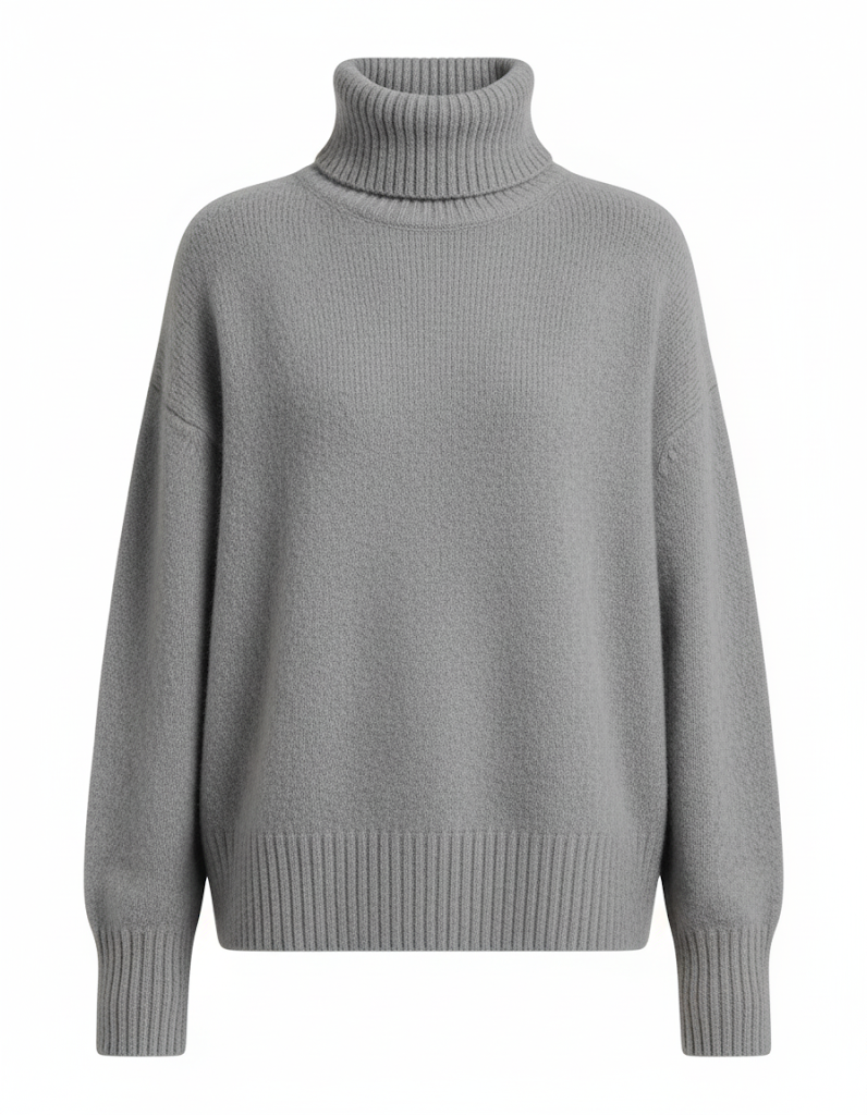 Luźny Dziergany Sweter Golf - Długi Rękaw