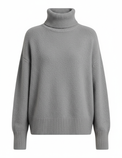 Luźny Dziergany Sweter Golf - Długi Rękaw