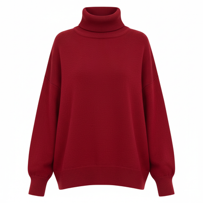 Nowoczesny sweter z golfem – prążkowany wzór