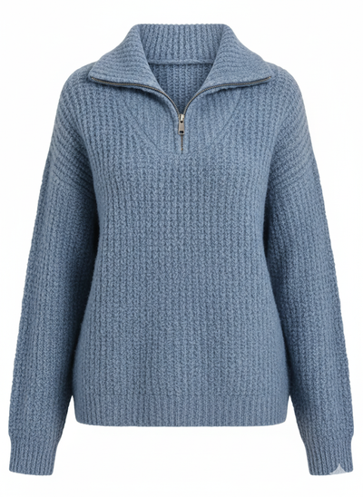 Swobodny Sweter Z Zamkiem - Codzienny