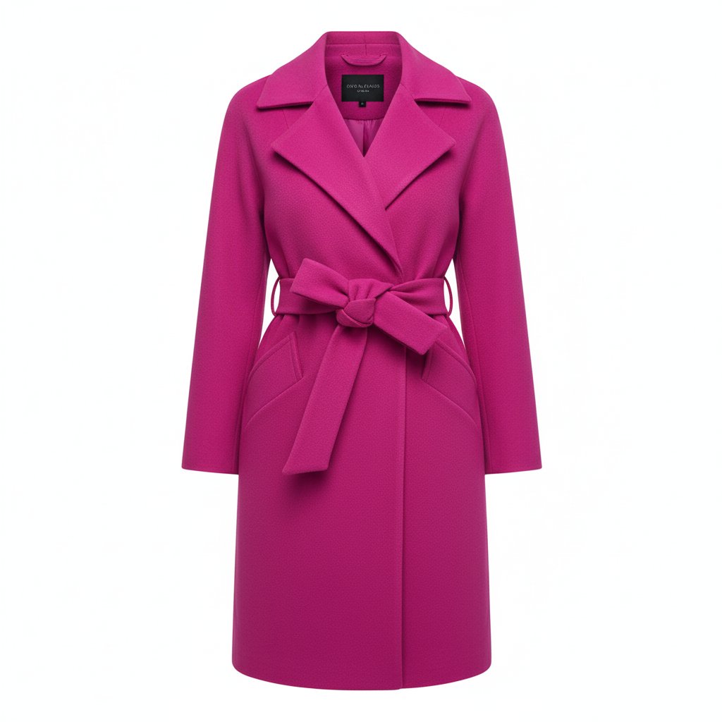 Przytulny Gruby Płaszcz Trencz z Paskiem – Zima