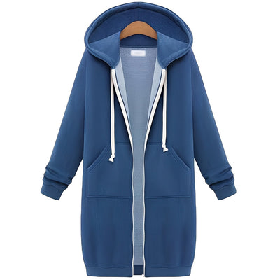 Przytulny Płaszcz Zimowy Do Kolan Z Kapturem – Luźny Krój