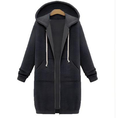 Przytulny Płaszcz Zimowy Do Kolan Z Kapturem – Luźny Krój