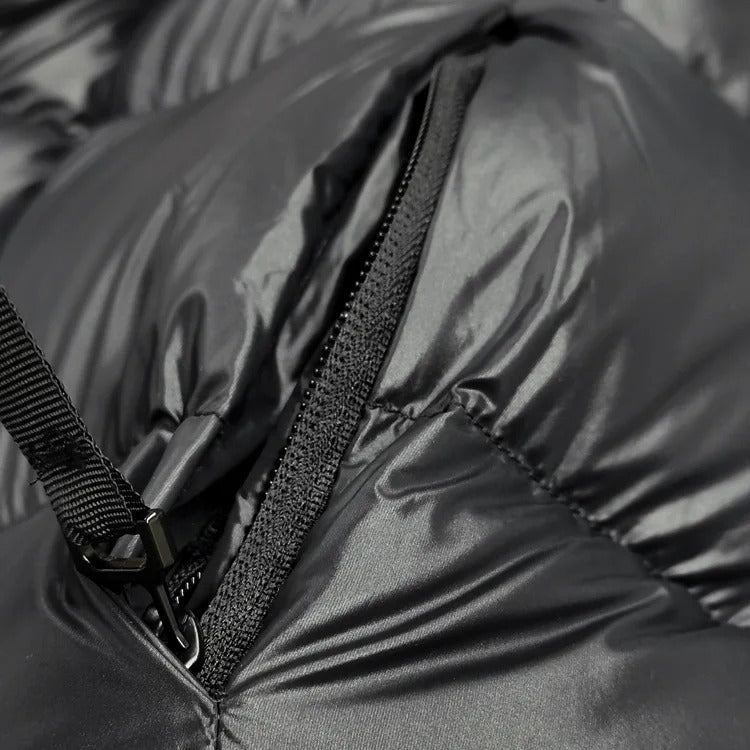 Długa Czarna Pikowana Kurtka Z Kapturem – Przytulna Kurtka Zimowa