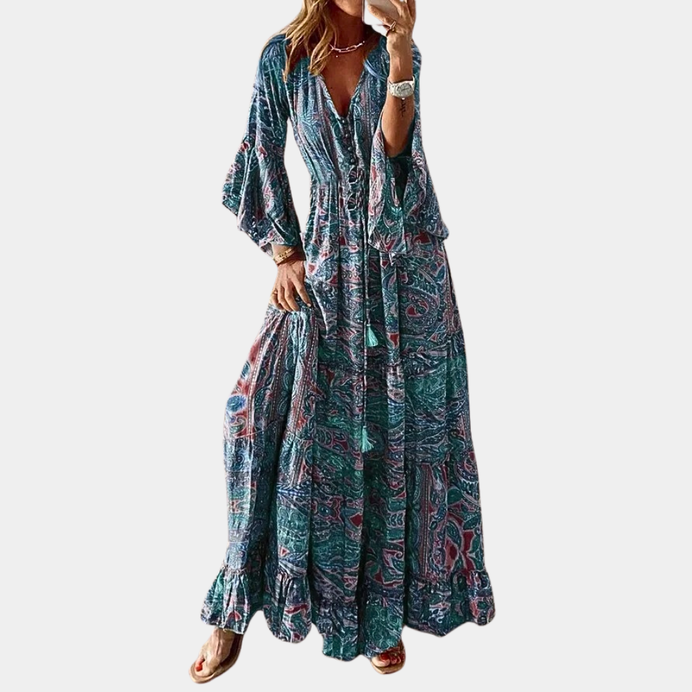 Sukienka Boho Z DłUgim Rękawem | Maxi