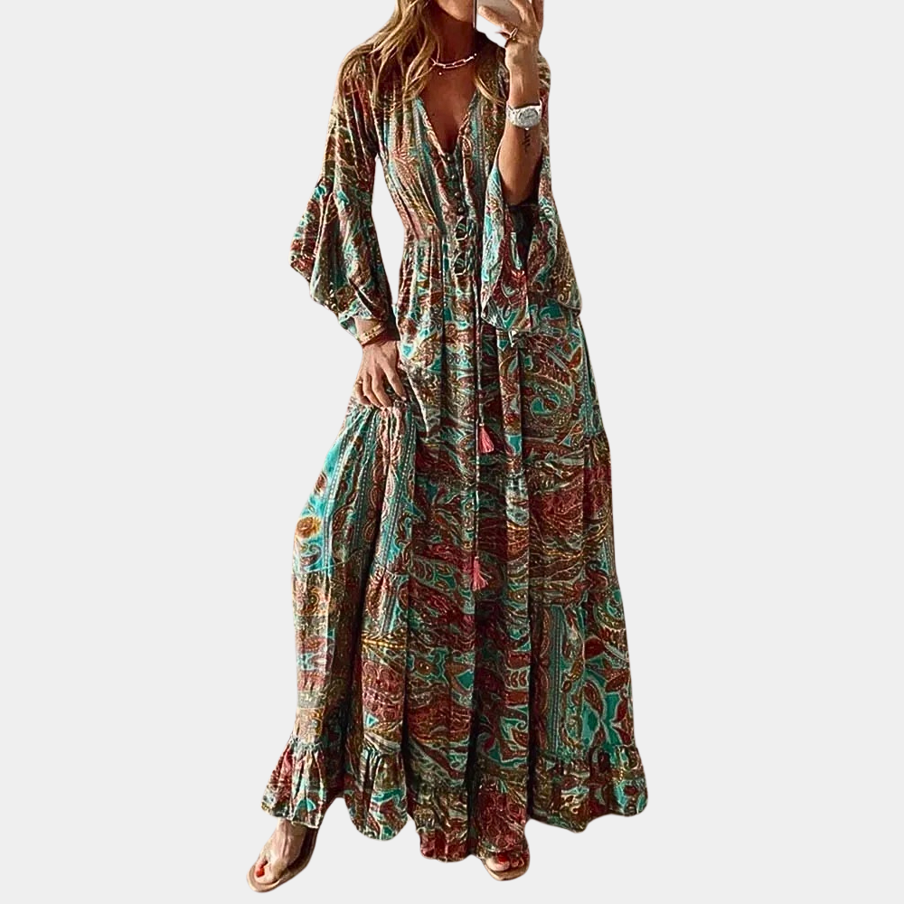 Sukienka Boho Z DłUgim Rękawem | Maxi