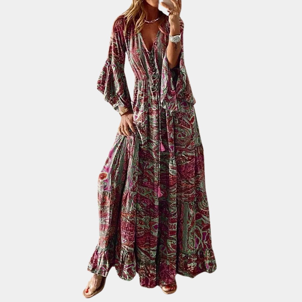Sukienka Boho Z DłUgim Rękawem | Maxi