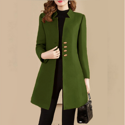 Ponadczasowy Płaszcz Trencz z Guzikami – Z Długim Rękawem