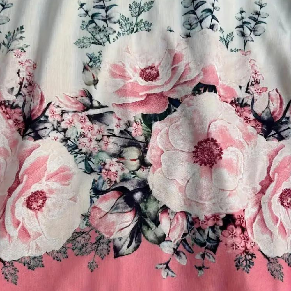 Modny Zimowy Płaszcz z Kapturem - Kwiatowy Wzór