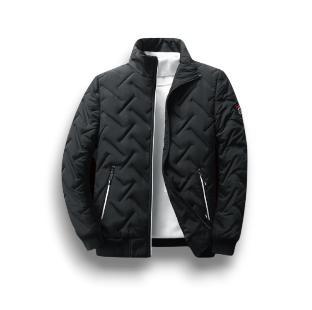 Pikowana Kurtka Bomberka z Puchową Wypełnieniem – Długi Rękaw