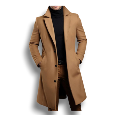 Płaszcz Trencz Długi Z Kołnierzem | Gładki Kolor