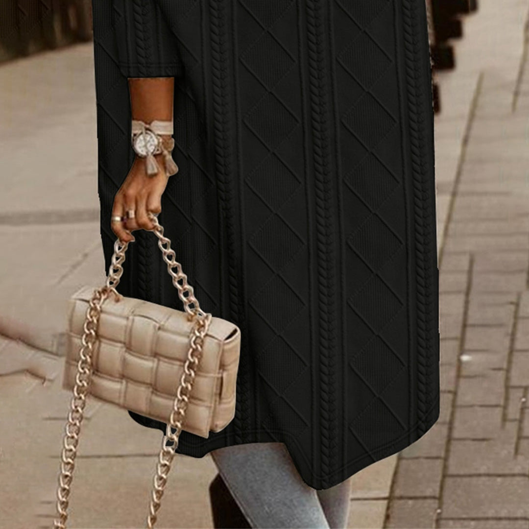 Stylowy Zimowy Płaszcz z Kapturem - Modny Wzór Diamentowy