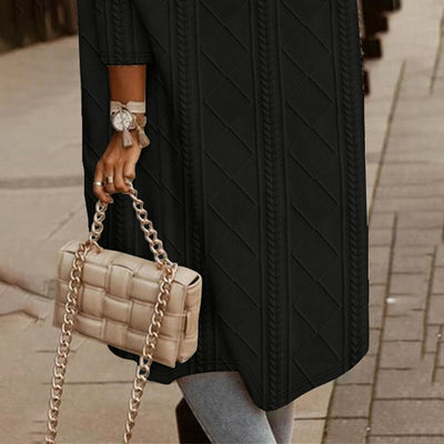 Stylowy Zimowy Płaszcz z Kapturem - Modny Wzór Diamentowy