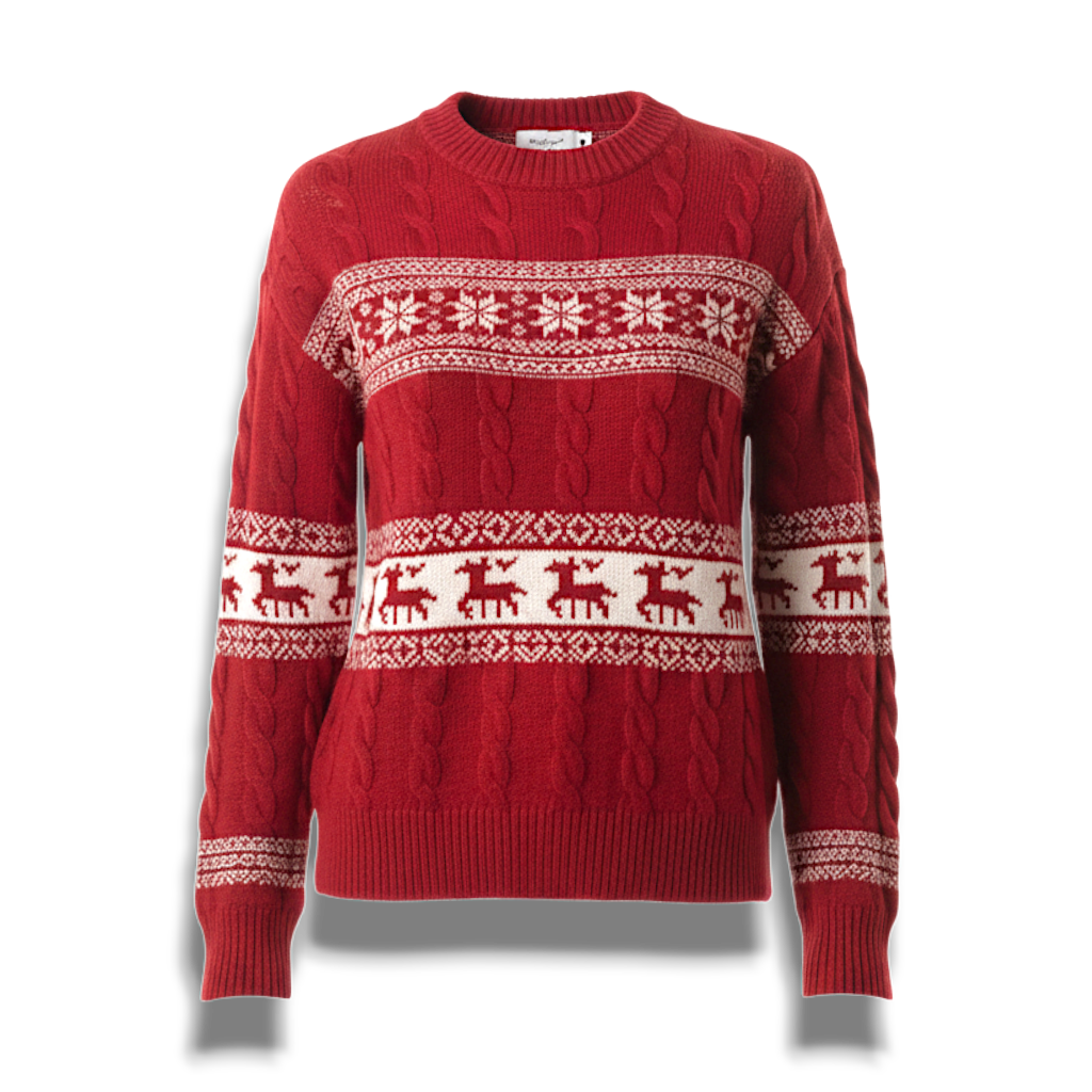 Uroczy Dziany Sweter Świąteczny – Przytulny Zimowy Pulower