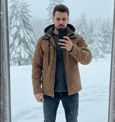 Modna Kurtka Zimowa z Kapturem - Długi Rękaw