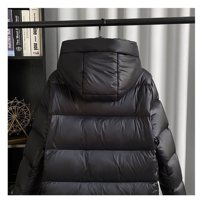 Długa Czarna Pikowana Kurtka Z Kapturem – Przytulna Kurtka Zimowa