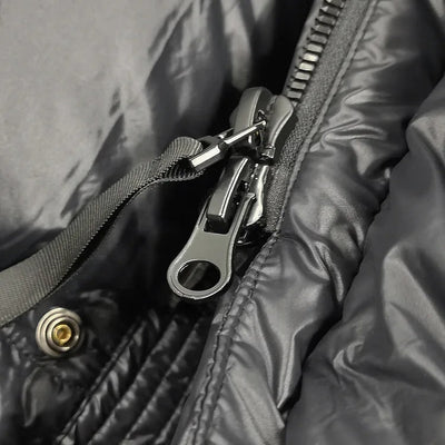 Długa Czarna Pikowana Kurtka Z Kapturem – Przytulna Kurtka Zimowa