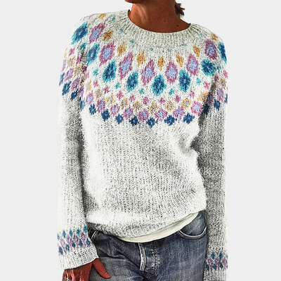 Dziergany Sweter Fair Isle - Okrągły Dekolt