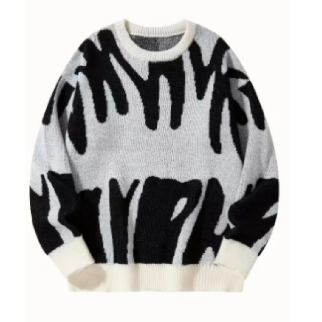 Przytulny Wzorzysty Sweter z Dżerseju – Casualowy Pulower