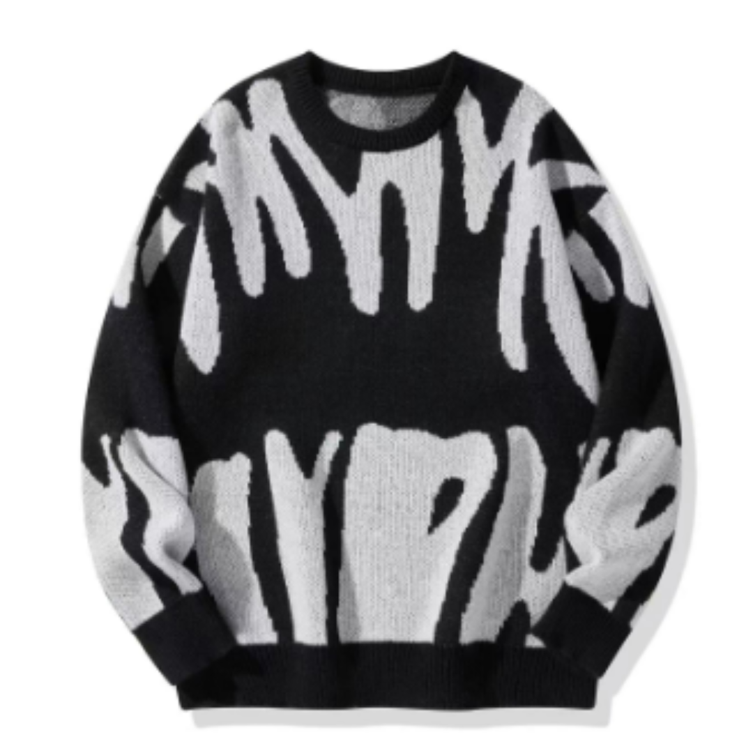 Przytulny Wzorzysty Sweter z Dżerseju – Casualowy Pulower