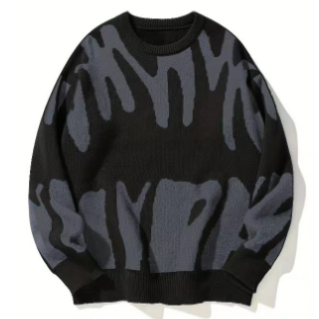 Przytulny Wzorzysty Sweter z Dżerseju – Casualowy Pulower