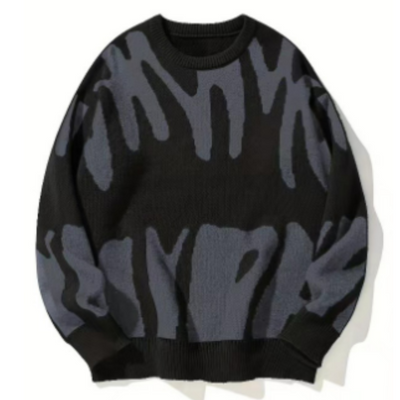 Przytulny Wzorzysty Sweter z Dżerseju – Casualowy Pulower