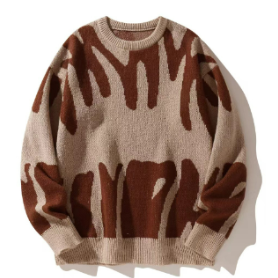 Przytulny Wzorzysty Sweter z Dżerseju – Casualowy Pulower