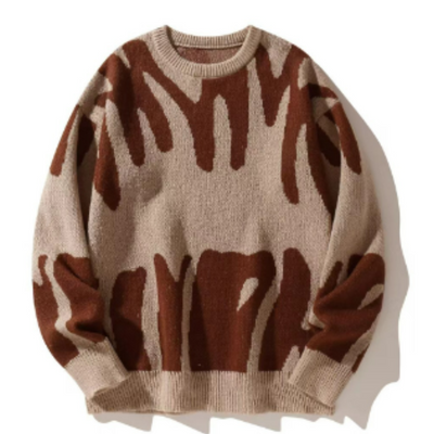 Przytulny Wzorzysty Sweter z Dżerseju – Casualowy Pulower