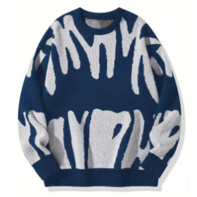 Przytulny Wzorzysty Sweter z Dżerseju – Casualowy Pulower