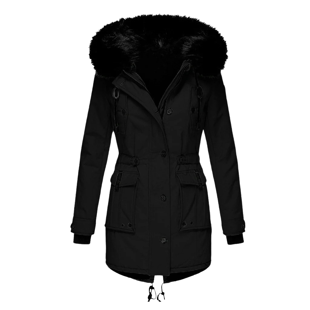 Modny Płaszcz Zimowy Z Kapturem – Z Długim Rękawem