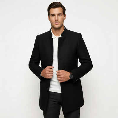 Męski Klasyczny Płaszcz z Ciepłą Podszewką