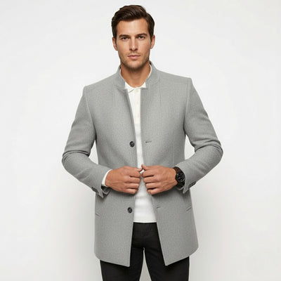 Męski Klasyczny Płaszcz z Ciepłą Podszewką