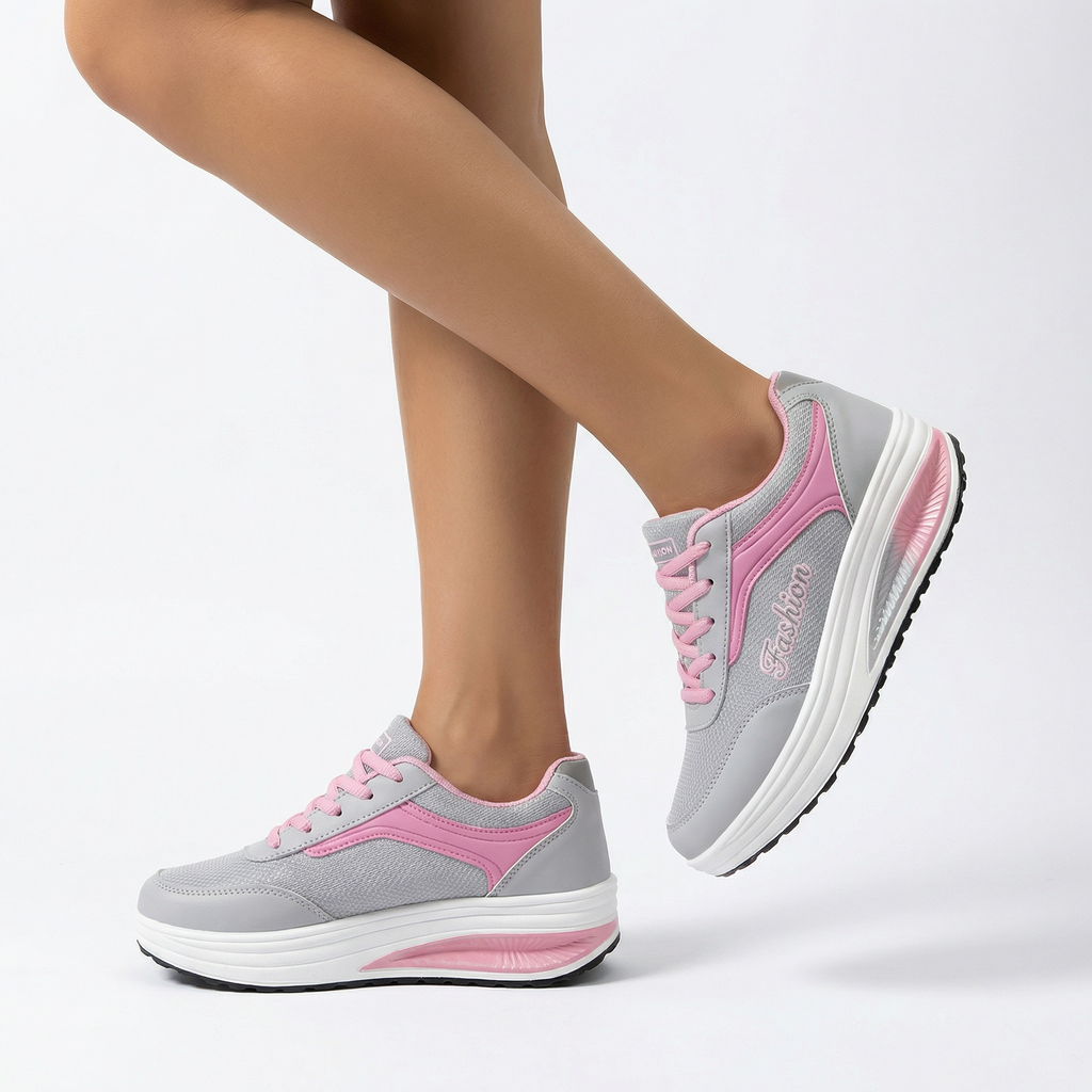 Sneakersy Damskie Na Koturnie Sznurowane