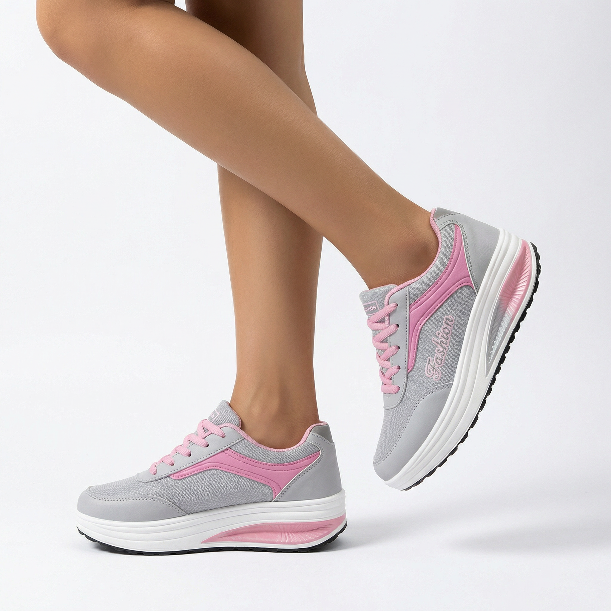 Sneakersy Damskie Na Koturnie Sznurowane