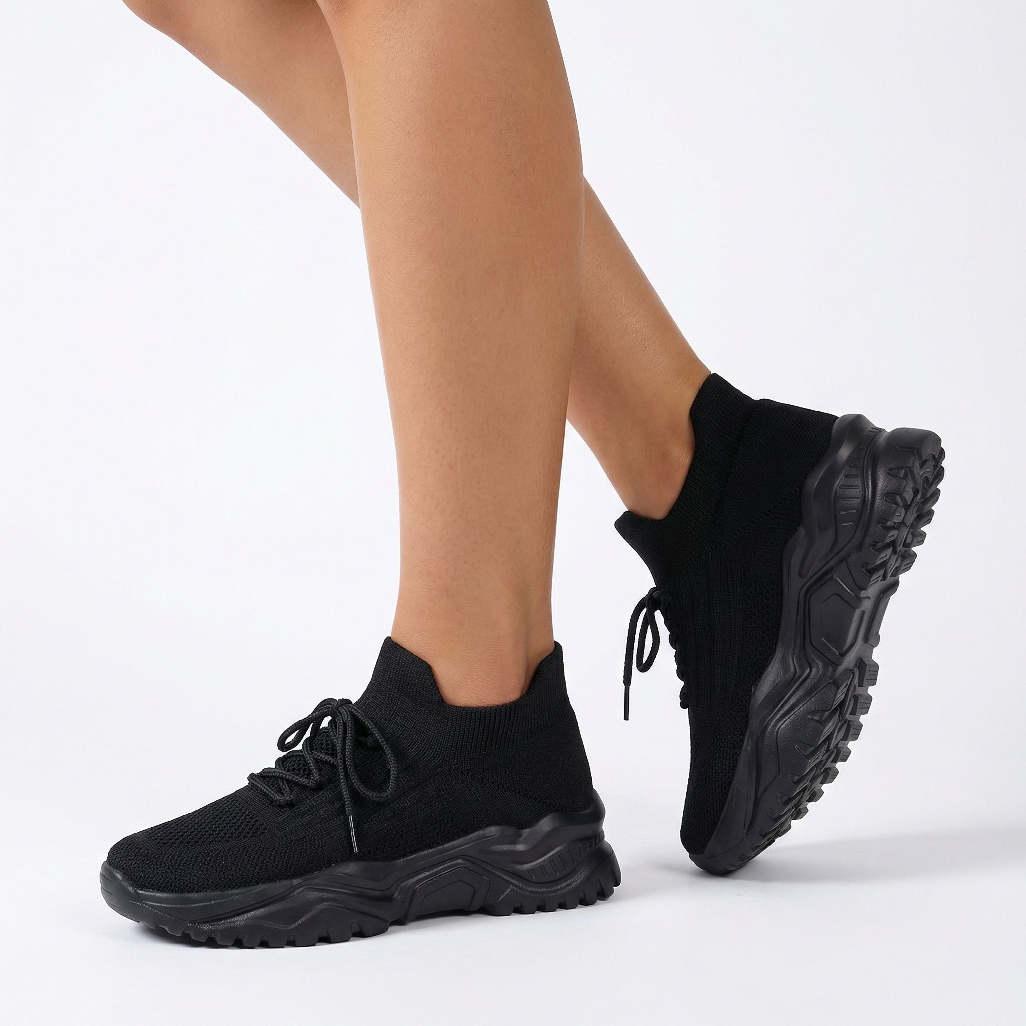 Sneakersy Damskie Na Platformie Sznurowane