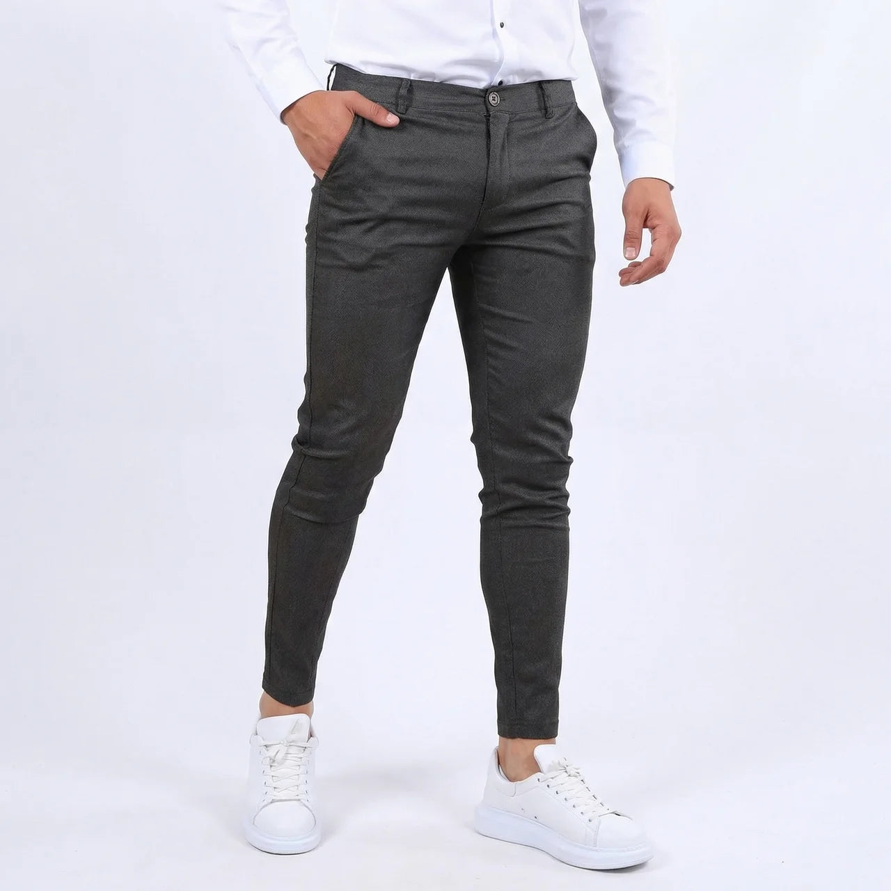 Spodnie Garniturowe Męskie Slim Fit